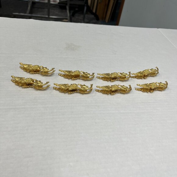 Gold Tone Place Card Holders Stands Grape Vine Metal Lunch Dinner Party Set Of 8 - Picture 7 of 16
